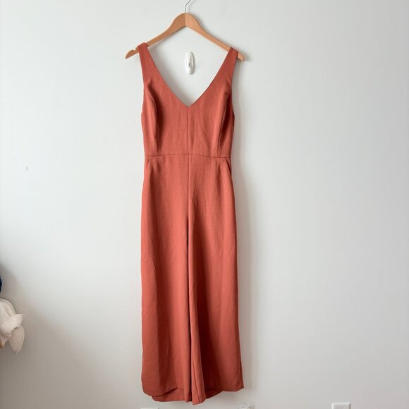 Aritzia Wilfred Ecoulement Jumpsuit Tie Back Brown Rust Size 8 - Picture 4 of 8